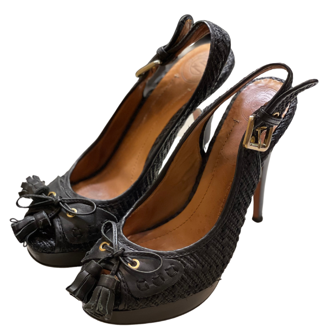 Zara Heeled Leather Slingback - 39