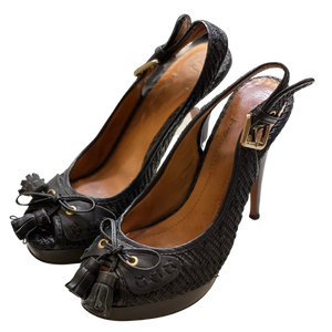 Zara Heeled Leather Slingback - 39