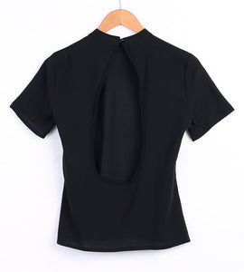 Hollow Back Casual Short Sleeve Crop Top