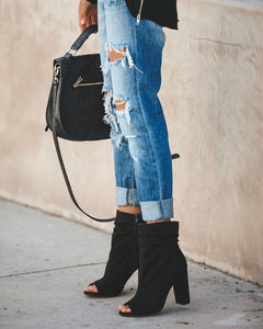 Mid Waist Ripped Skinny Boyfriend Jeans