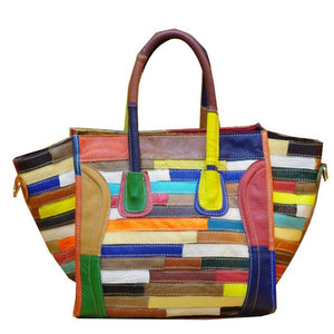 Colorful Leather Tote Bag