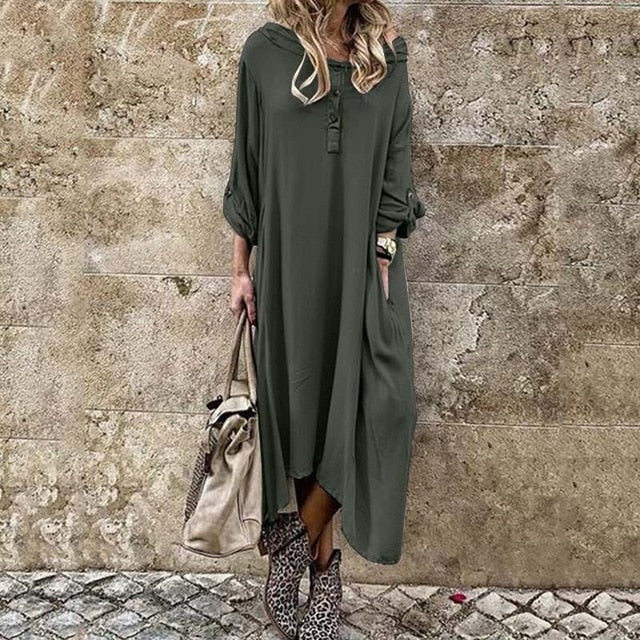 Vintage Button Front Midi Dress