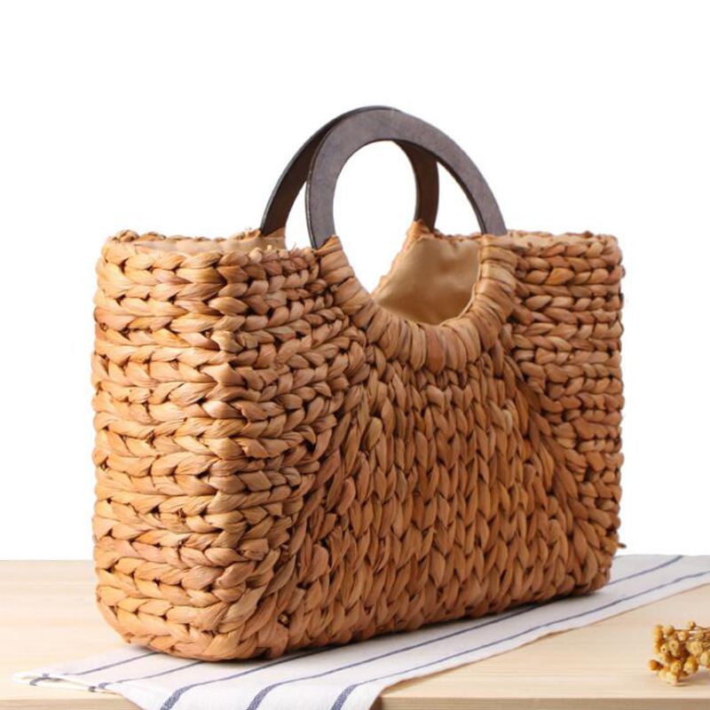 Large Bohemian Rattan Straw Handbag