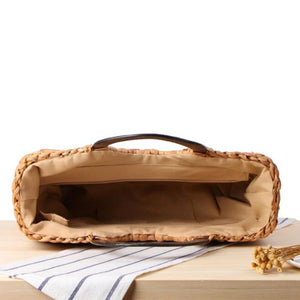 Large Bohemian Rattan Straw Handbag