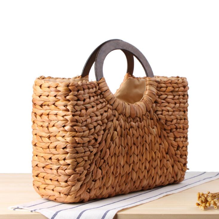Large Bohemian Rattan Straw Handbag
