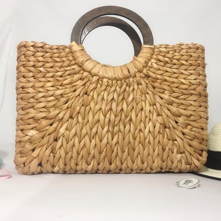 Large Bohemian Rattan Straw Handbag